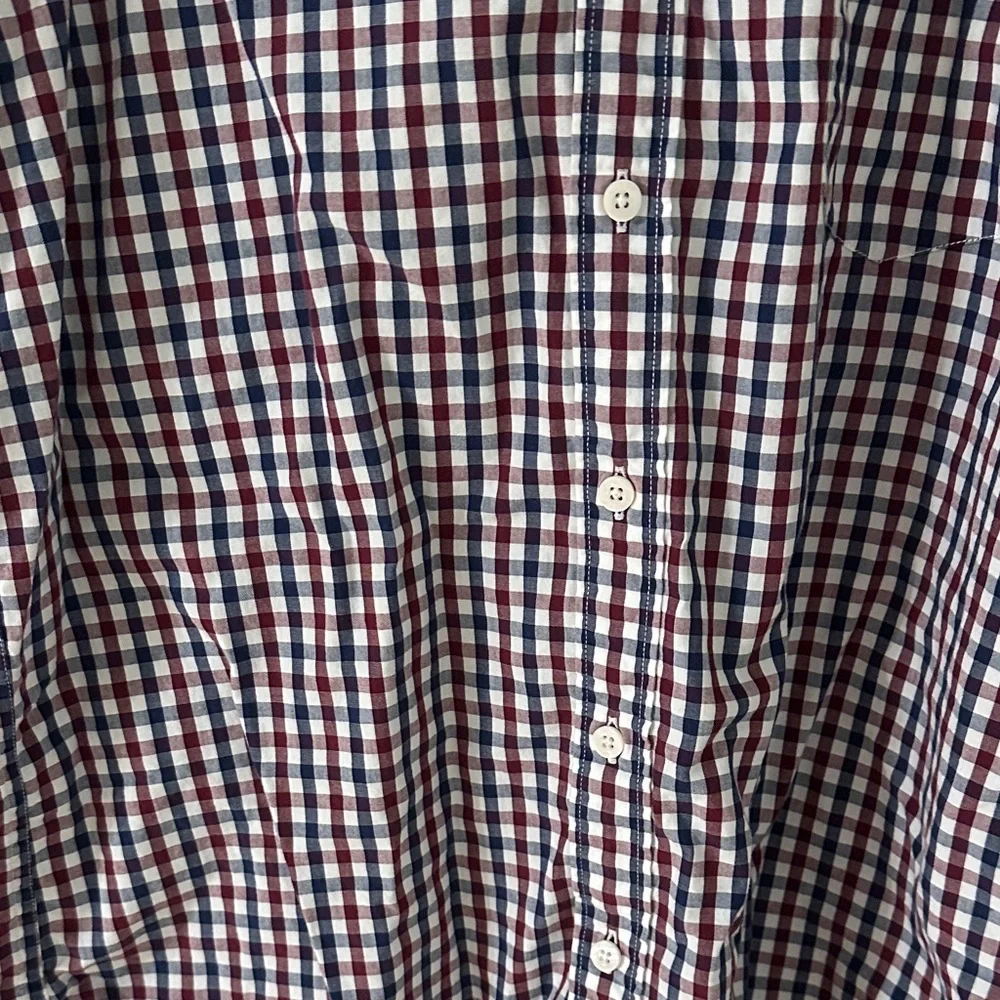 J. Crew Men's Checkered Button Down Shirt - Red and Navy